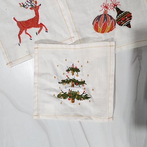 Threshold Christmas Embroidered Winter Scene Cocktail Napkins 5 pc. - Picture 2 of 9